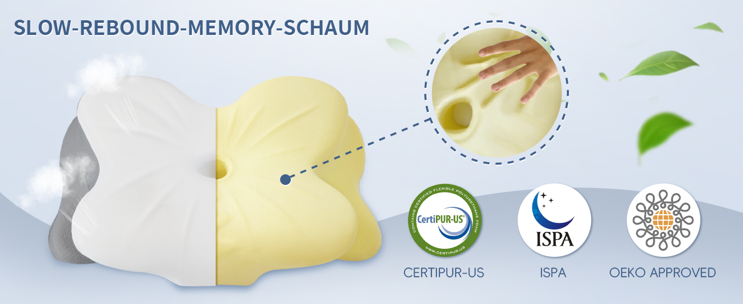 Подушка для шиї з піни Memory Foam: ергономічна підтримка, зняття болю, дихаючий чохол для сну на боці, спині та животі
