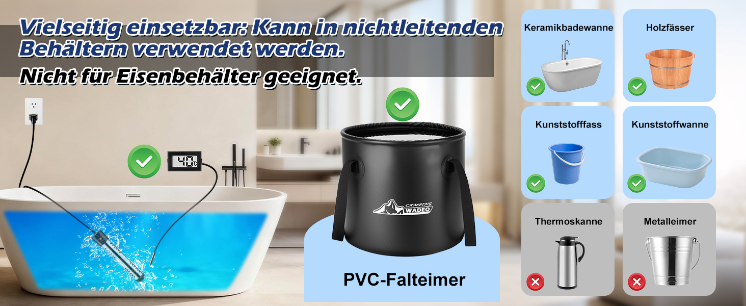 Портативна кемпінгова душова система WADEO з акумулятором, насосом та нагрівачем, 20л бак, для відпочинку, подорожей, автомиття та надзвичайних ситуацій