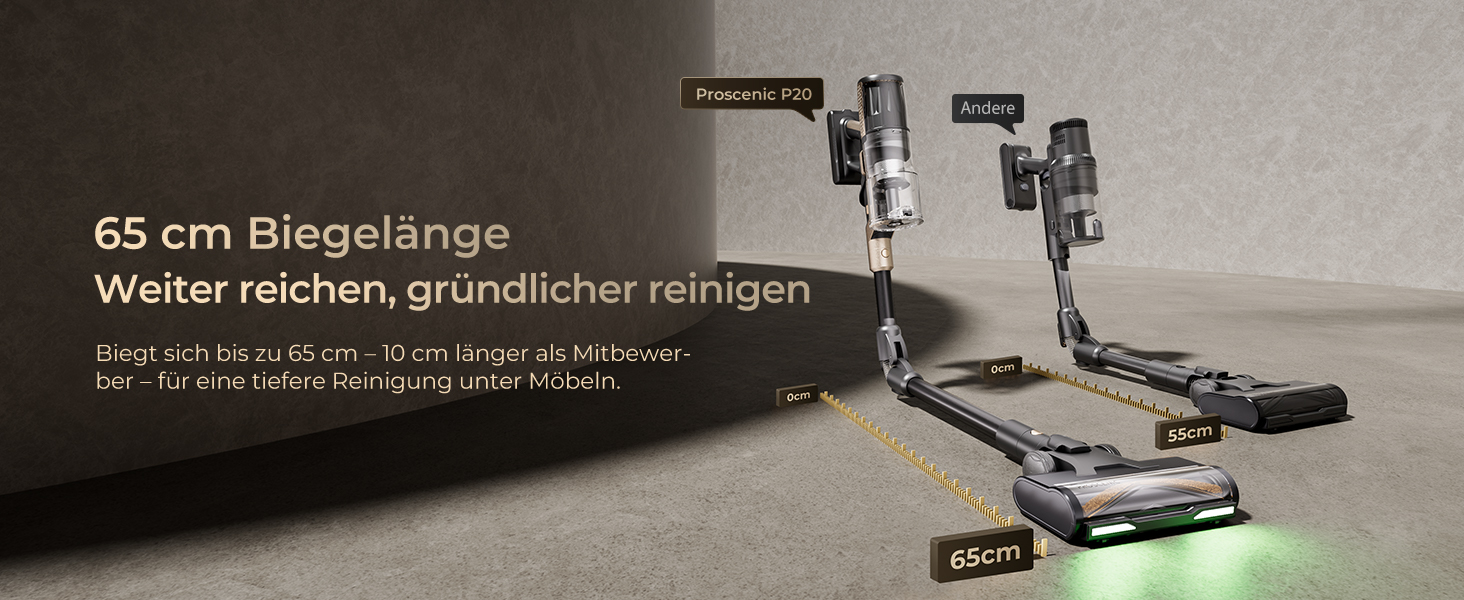 Proscenic P20: Акумуляторний пилосос 2-в-1 з функцією вологого прибирання, 70 кПа, 70 хв, 680 Вт, чорний. Для килимів та шерсті тварин