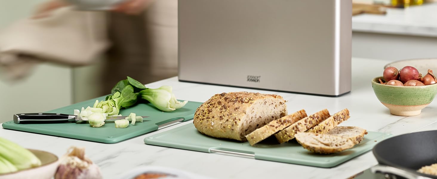 Набір дерев'яних обробних дощок Joseph Joseph Folio, 4 шт., великий, блакитний/сріблястий, 35.7 x 26.2 см