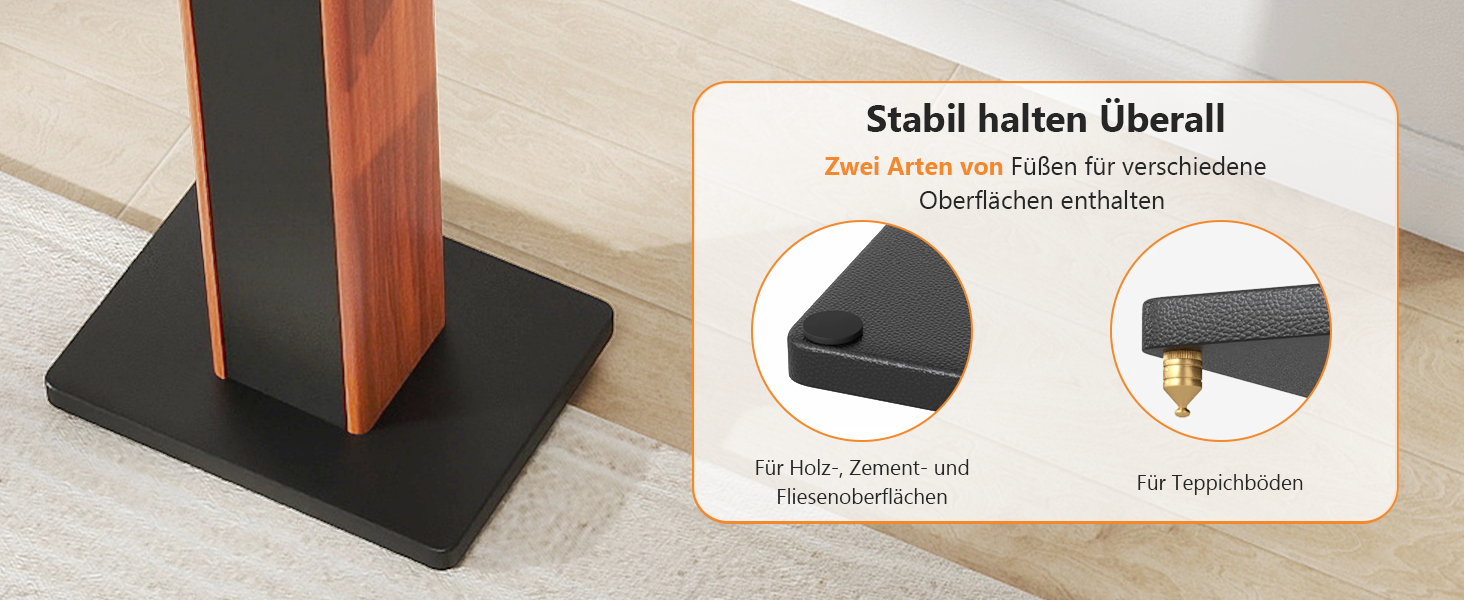 Стійки під колонки Holz Braun Schwarz, 70 см – Преміум стійкі для дому та студії з прихованою проводкою
