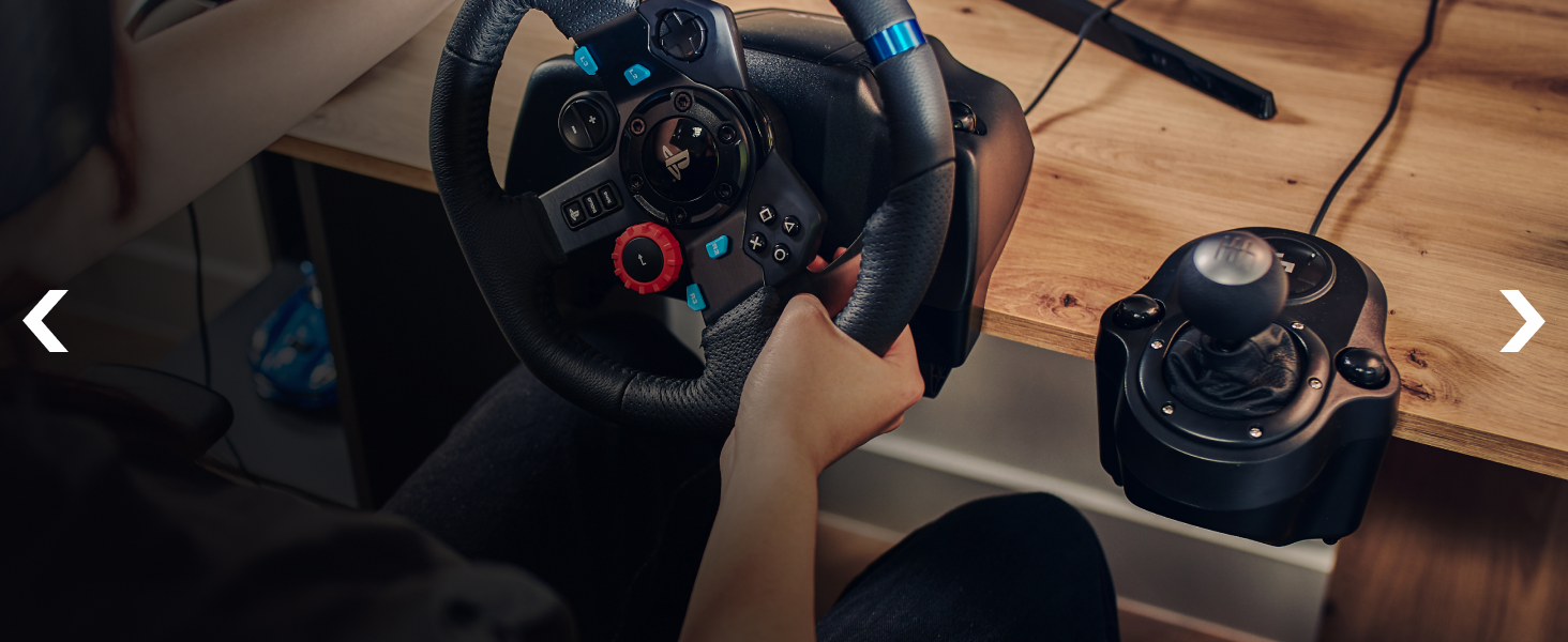 Logitech G29 Driving Force Racing Wheel – Ігровий кермо з Force Feedback для PS5, PS4, PC, Mac. Шкіряне кермо, педалі з нержавіючої сталі.