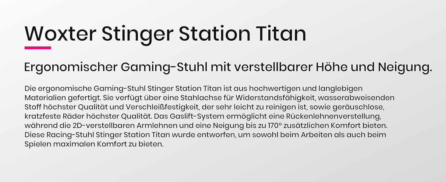 Ігровий крісло Woxter Stinger Station Grün (Dark, TITAN) з металевим каркасом, регулюванням висоти, підлокітниками та поперековою підтримкою