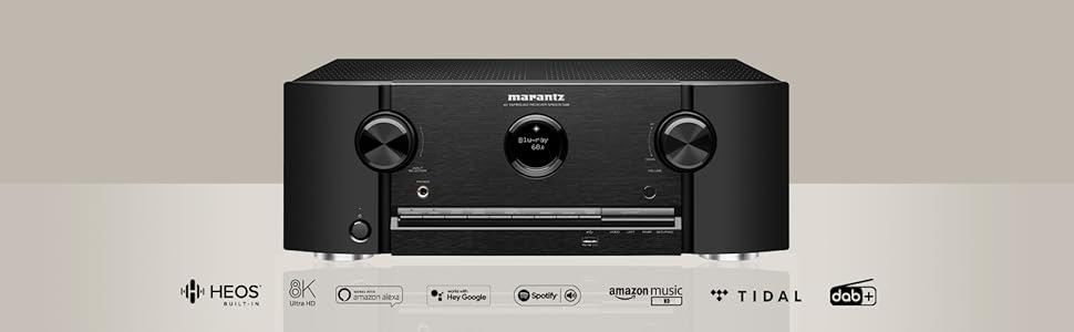 Marantz SR5015DAB 7.2-канальний AV-ресивер, підсилювач HiFi, сумісний з Alexa, 6 входів і 2 виходи HDMI, відео 8K, WiFi, потокове передавання музики, Dolby Atmos, AirPlay 2, HEOS Multiroom, радіо DAB+