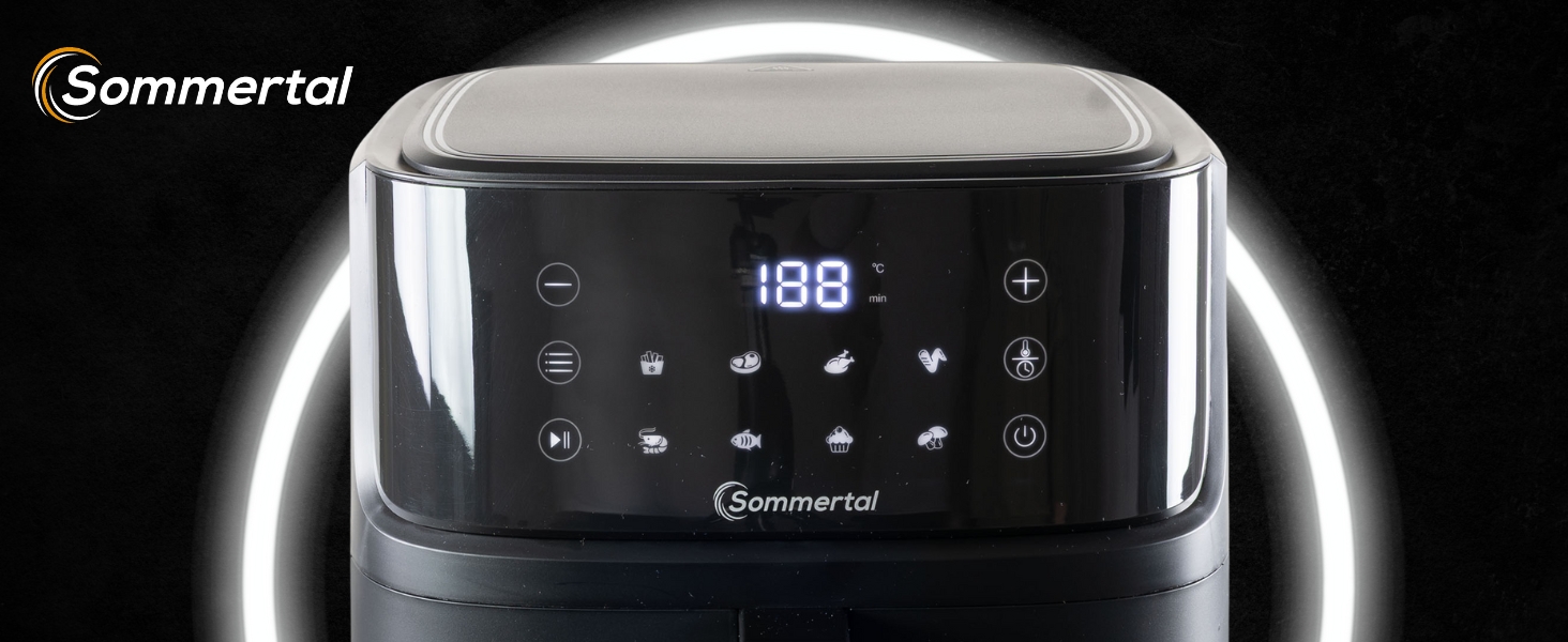 Аерофритюрниця з подвійною камерою Sommertal HF DUAL 900, 9 л, 2850 Вт, з функцією сушіння, сенсорним дисплеєм та 6 програмами, BPA-free