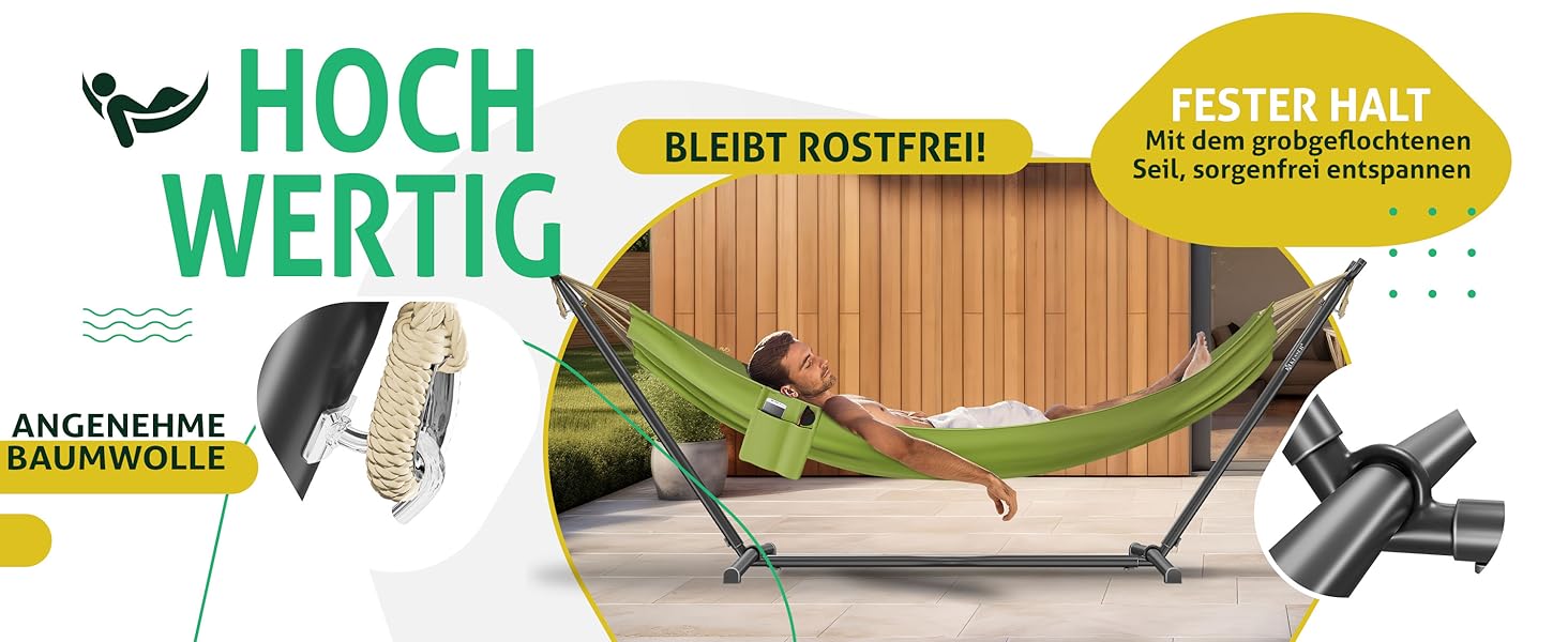 Гамак KESSER® Lake з каркасом для 2 осіб, до 200 кг, для дому та саду, XXL, антрацит. З подушкою, сумкою та мішком.
