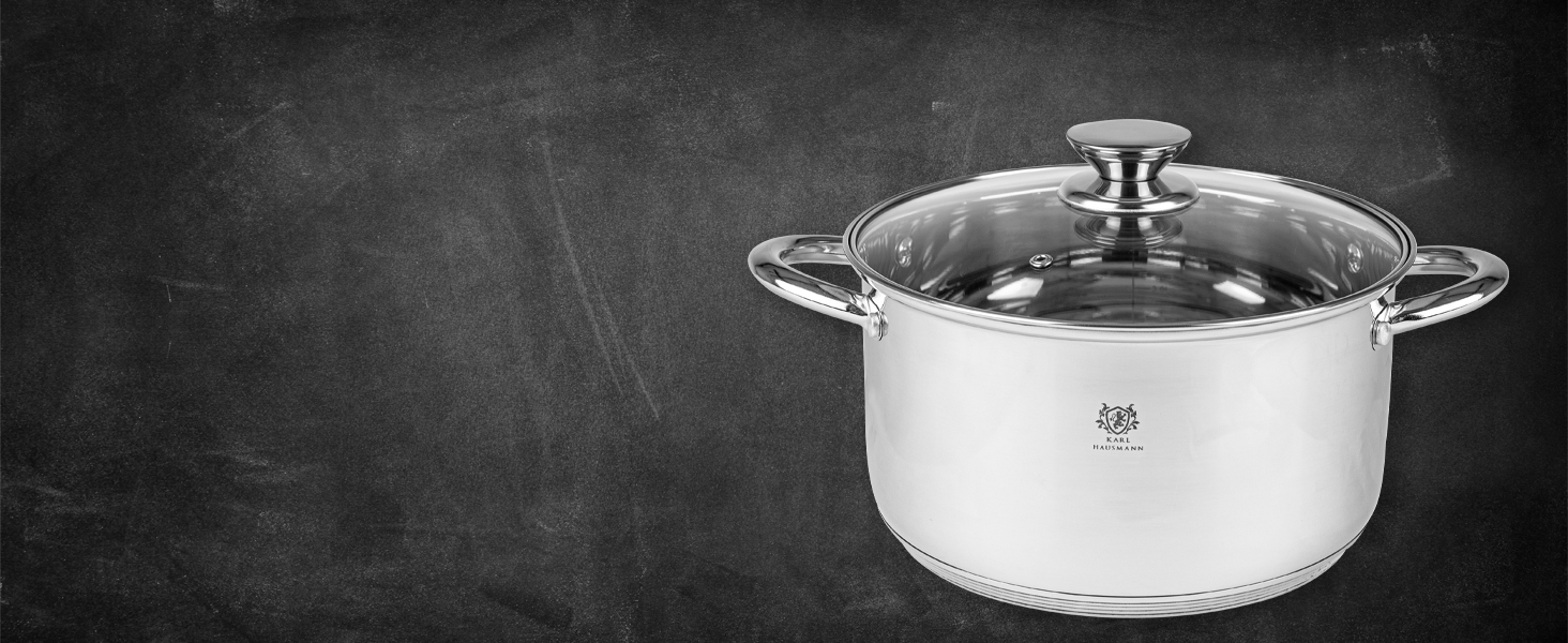 Набір каструль з нержавіючої сталі 3 шт. для всіх типів плит - каструлі з мірною шкалою, з кришкою з термостійкого скла