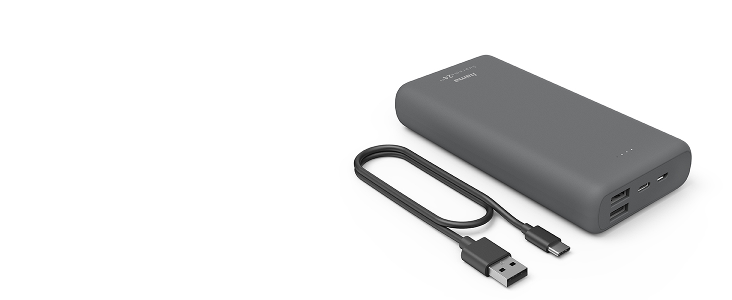 МАг, USB-C/USB-A, портативний зарядний пристрій, сірий, 24000