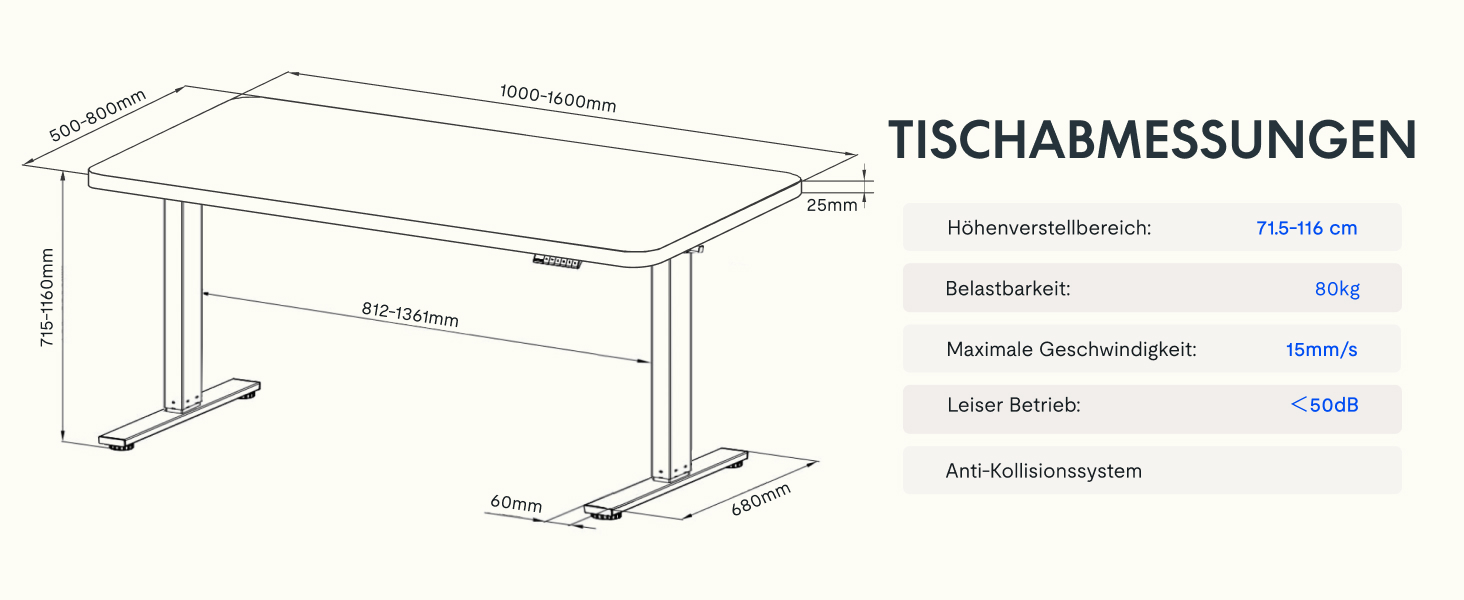 Регульований стіл FLEXISPOT 160x80 см з LED-дисплеєм та пам'яттю (Акорн, Білий)