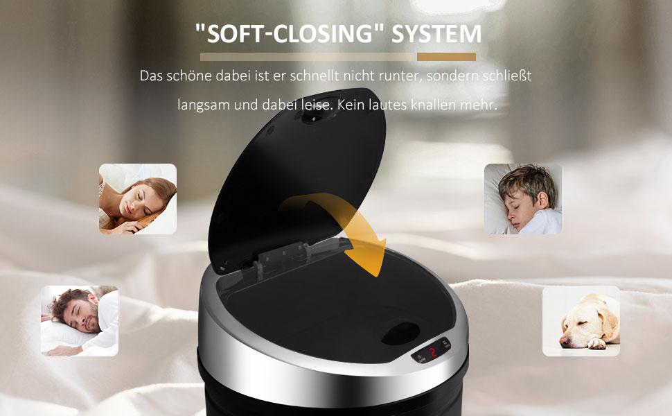 Сміттєве відро Ribelli з датчиком - автоматичне відкривання/закривання, 50 літрів, чорний