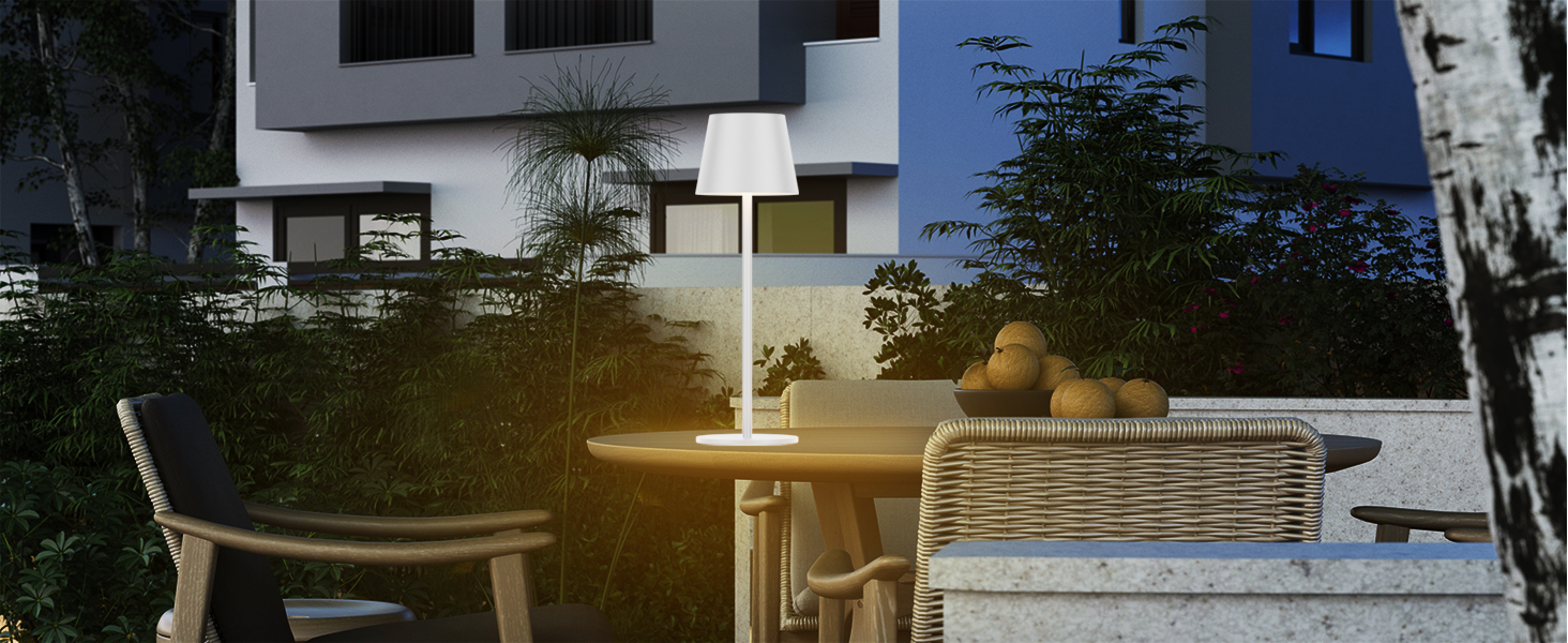 LED-лампа K-Bright на акумуляторі, 4 шт., диммер, 36.5 см, перезарядна, тепле світло 2700K, USB-C, IP54, бежевий колір