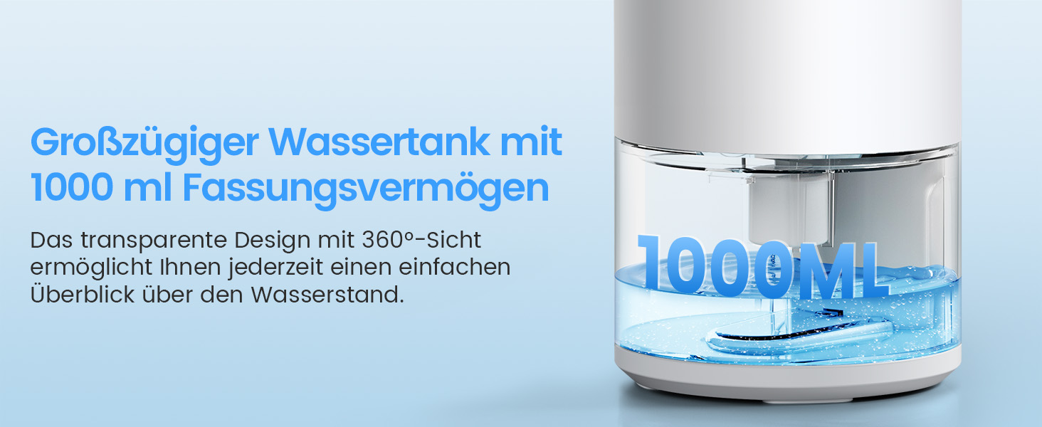 Електричний осушувач повітря без контейнера, 1000 мл, компактний, тихий, з автовимкненням, портативний, для офісу, спальні, ванної кімнати, білий