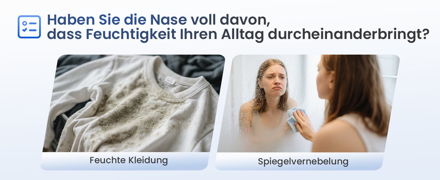 Електричний осушувач повітря з 2L баком та контролем вологості - тихий, для ванної кімнати, шафи. Білий та чорний кольори