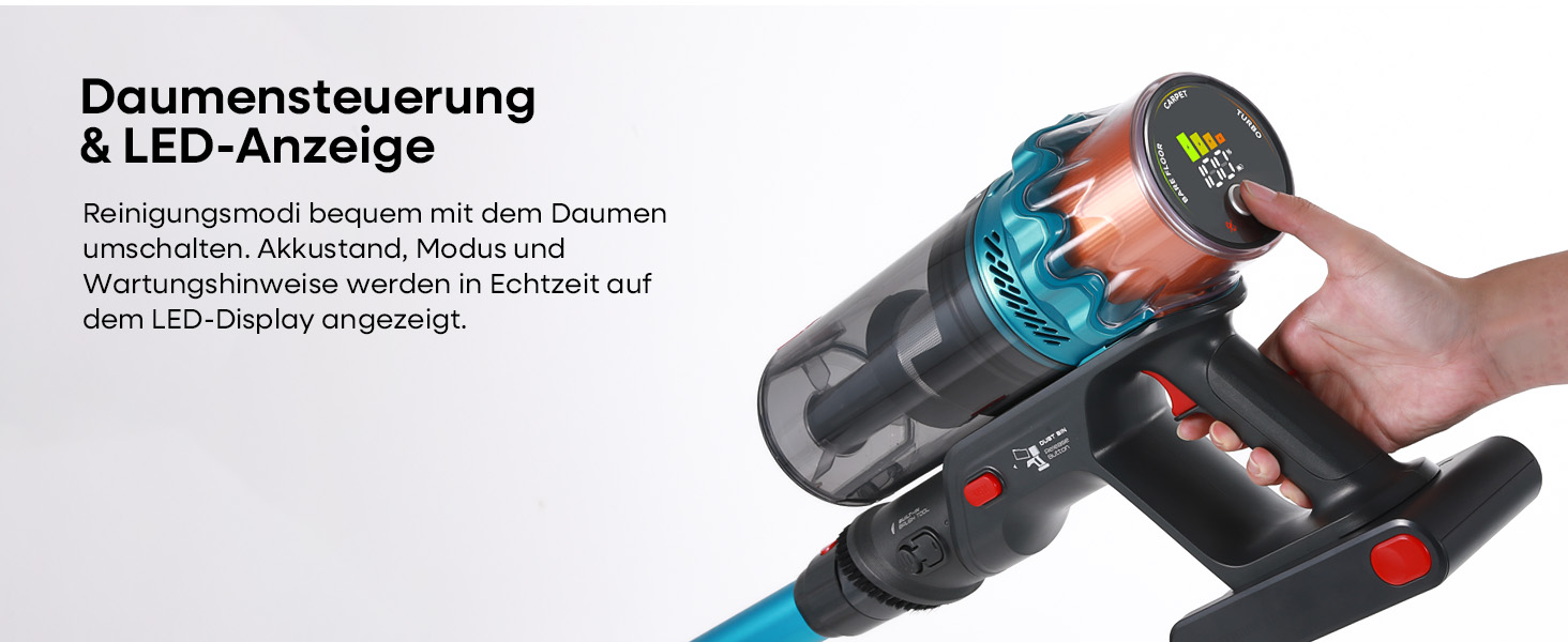 Акумуляторний пилосос ElecKeys K10 50000Pa/580W 70хв, бездротовий з LED дисплеєм, 1.8л, анти-заплутування, для шерсті тварин, килимів, підлоги, авто, синій