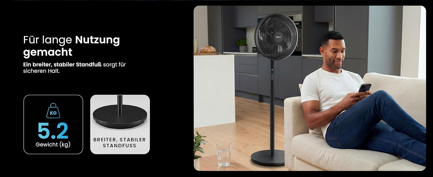 Вентилятор підлоговий Pro Breeze AirFlo Slim: 3 швидкості, 95° поворот, таймер 9 год, пульт, для дому та офісу, чорний