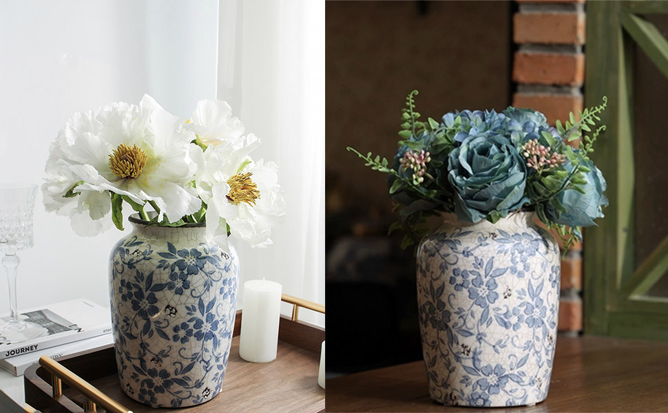 Ваза керамічна Blau-Weiße Chinoiserie, розписна, вінтажна для декору вітальні, їдальні та полиці – декор в стилі прованс
