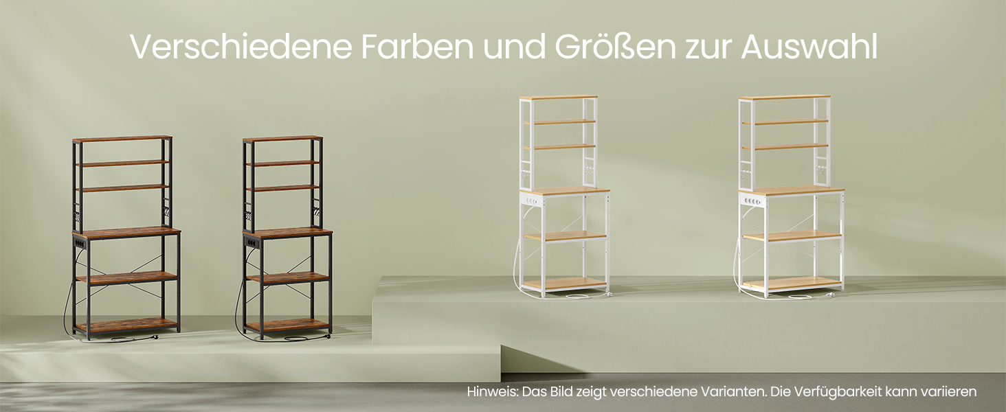 Стелаж кухонний VASAGLE з розетками, 6 полиць, гачки, сталевий каркас, 40 x 80 x 167 см, вінтажний колір