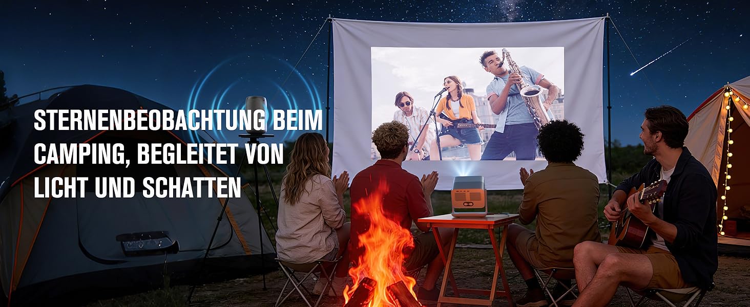 Smart Beamer VOPLLS 1080P Full HD WiFi 800ANSI: Міні-проектор з автофокусом та корекцією трапеції для дому/вулиці, підключення до телефону, сіро-білий
