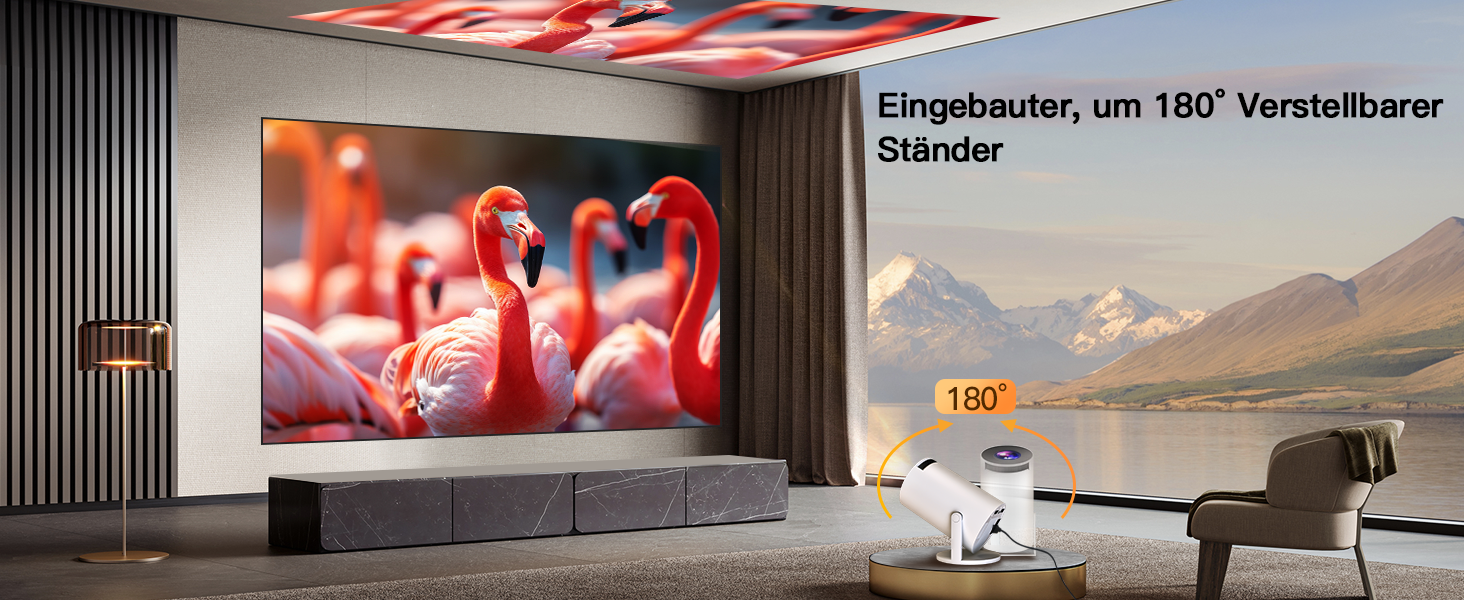 Портативний проєктор LYNCAST HY300 Pro: Wi-Fi, Bluetooth, Android 11, 1080P/4K, обертання 180°, для дому та на вулиці