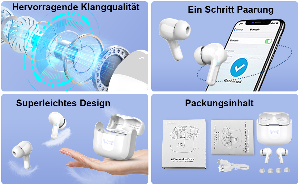 Навушники Bluetooth, 2024, 48h бездротовий, Bluetooth 5.3, 3D Hi-Fi, шумозаглушення ENC, IP7, USB-C