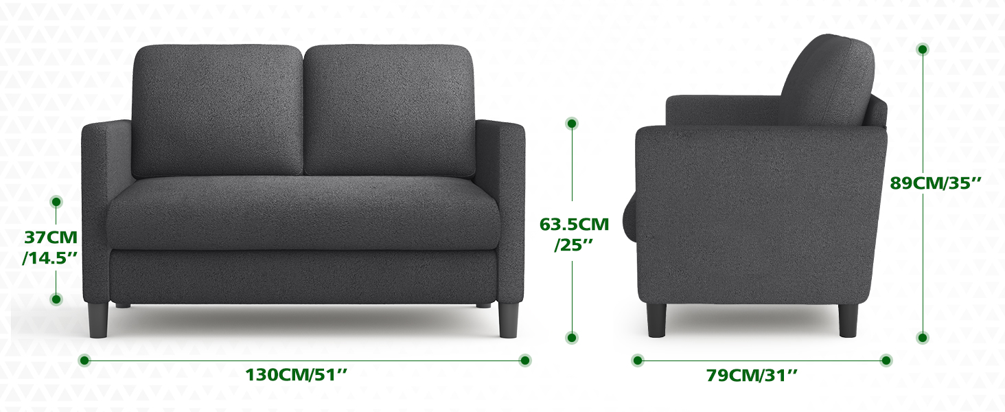 Двомісний диванчик для підліткової кімнати, компактний диван з масиву дерева, сірий колір, 130 см