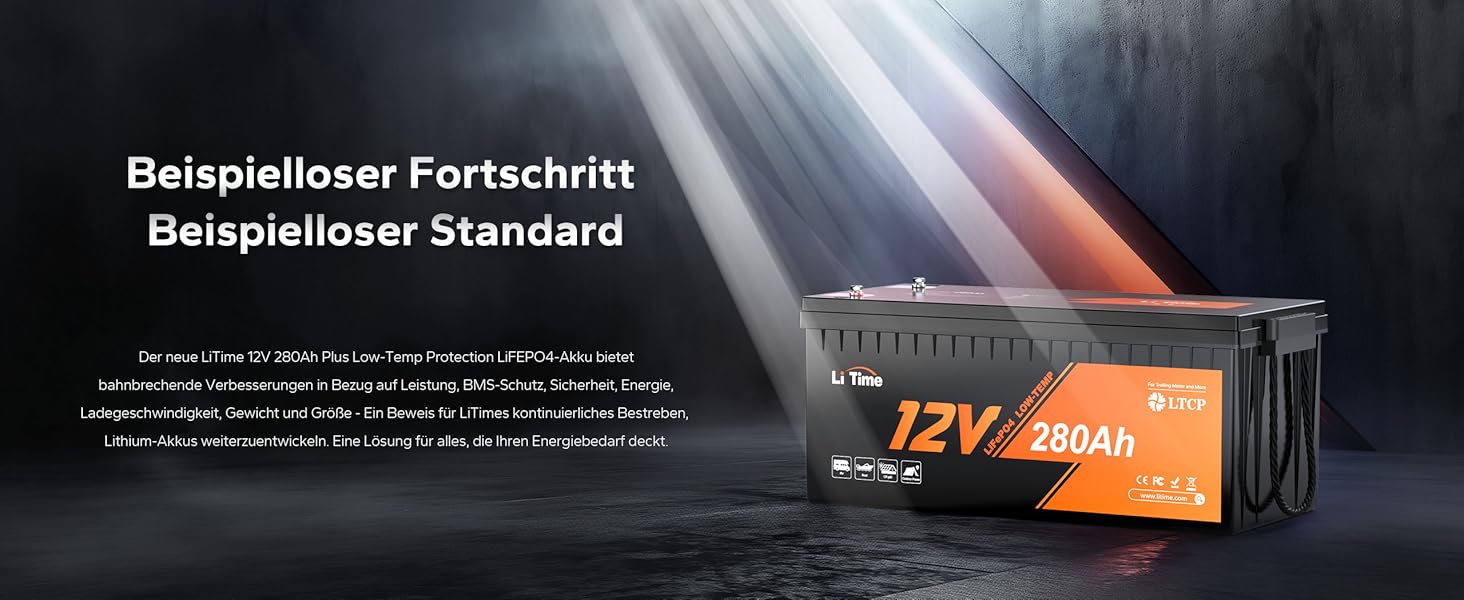 Акумулятор LiTime 12V 100Ah LiFePO4 RV під сидінням Bluetooth і Smart BMS, захист від низьких температур, максимум 15000 циклів, 100 А BMS, 20,48 кВт-год, заміна свинцево-кислотного обладнання, ідеально підходить для фургонів (12V280Ah НИЗЬКА ТЕМПЕРАТУРА)