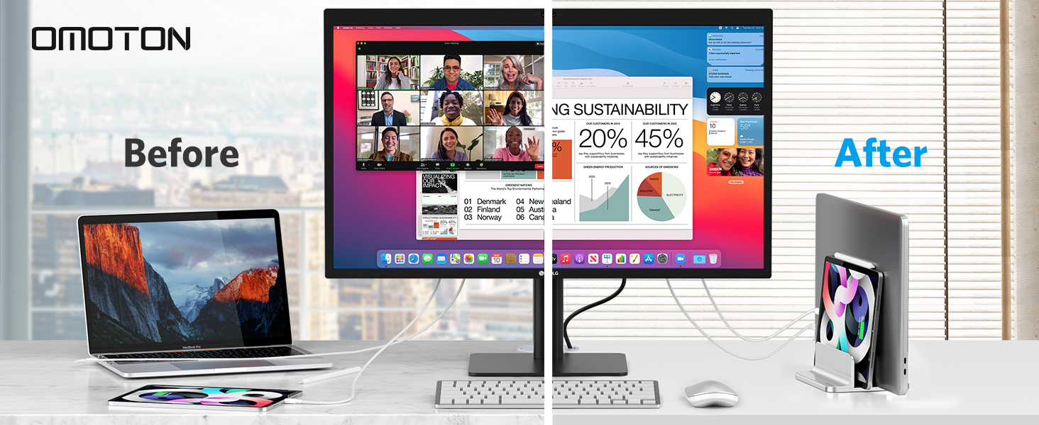 Підставка для ноутбука OMOTON, регульована, для MacBook Air/Pro (до 17.3 дюймів), срібна