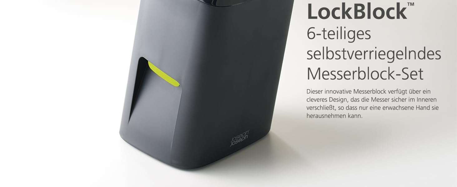 Набір ножів Joseph Joseph Lockblock з дитячою безпекою (6 ножів), нержавіюча сталь, 14 x 14 x 36 см, темно-сірий