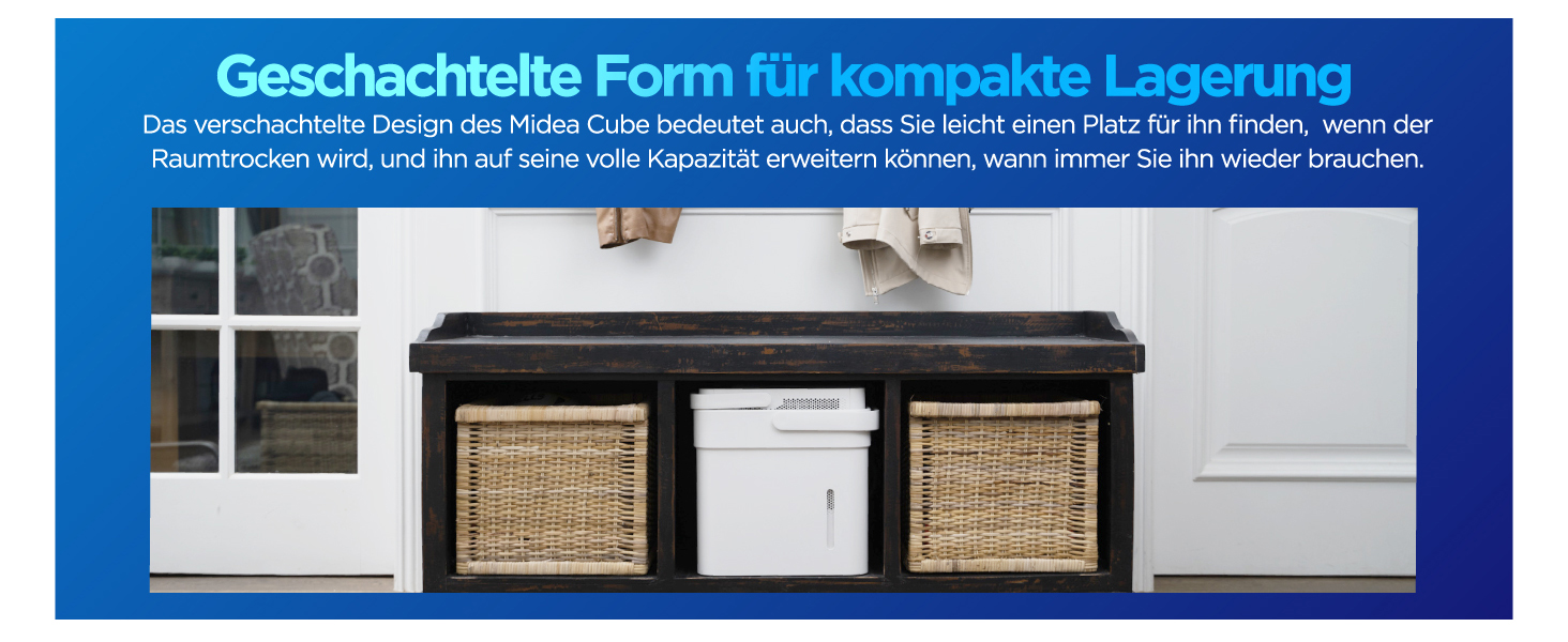 Осушувач повітря Midea Cube 20, 20 л/24 год, розмір кімнати приблизно 100 м (40 м), резервуар для води 12 л, з підтримкою APP, таймер на 24 години, білий куб 20 WF (резервуар 12 л)