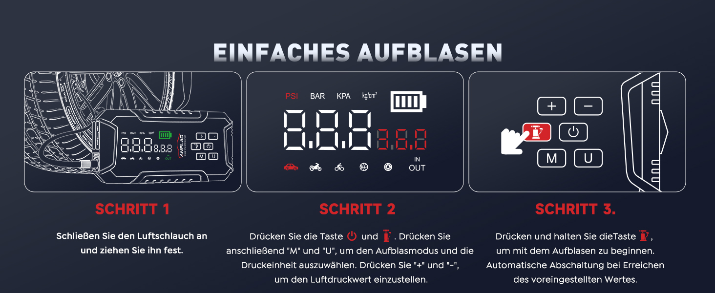 Powerbank для авто ANFLAG 7000A з компресором 160PSI, 26800mAh, для бензинових та дизельних двигунів (до 12.0L), LED-ліхтар