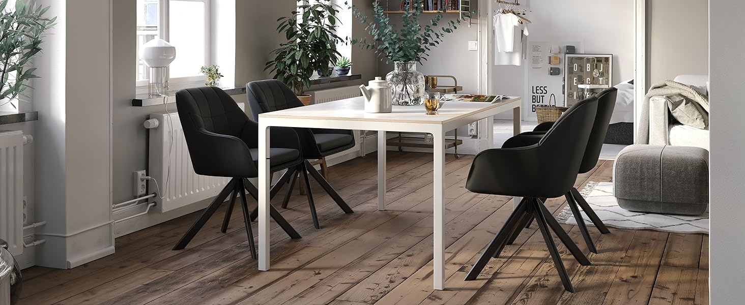 Набір з 2 обертових стільців для їдальні/кухні, бежевий, з підлокітниками, поліестер, металеві ніжки