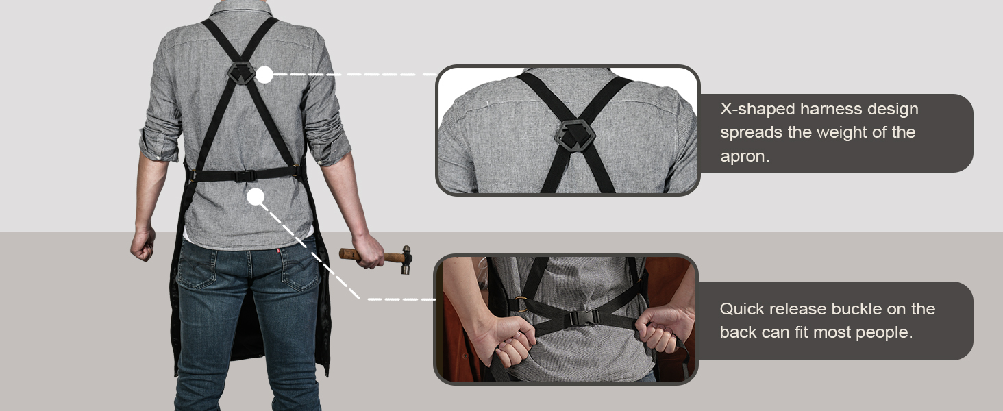 Шкіряний фартух для зварювальника LeaSeek з 6 кишенями, термостійкий та вогнестійкий, великий розмір 42' x 36', з рукавичками (чорний)