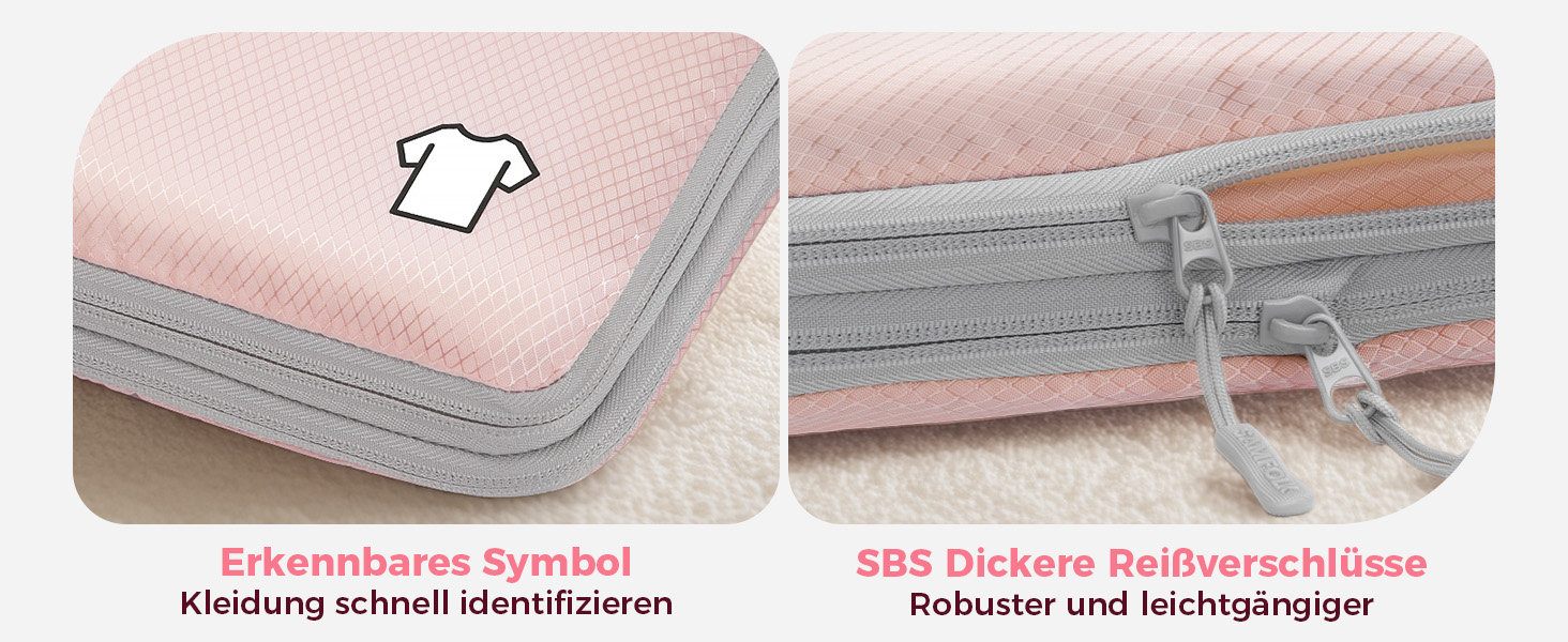 Набір компресійних органайзерів для валізи та рюкзака, водонепроникні пакувальні куби для подорожей, 8 предметів (Рожевий)