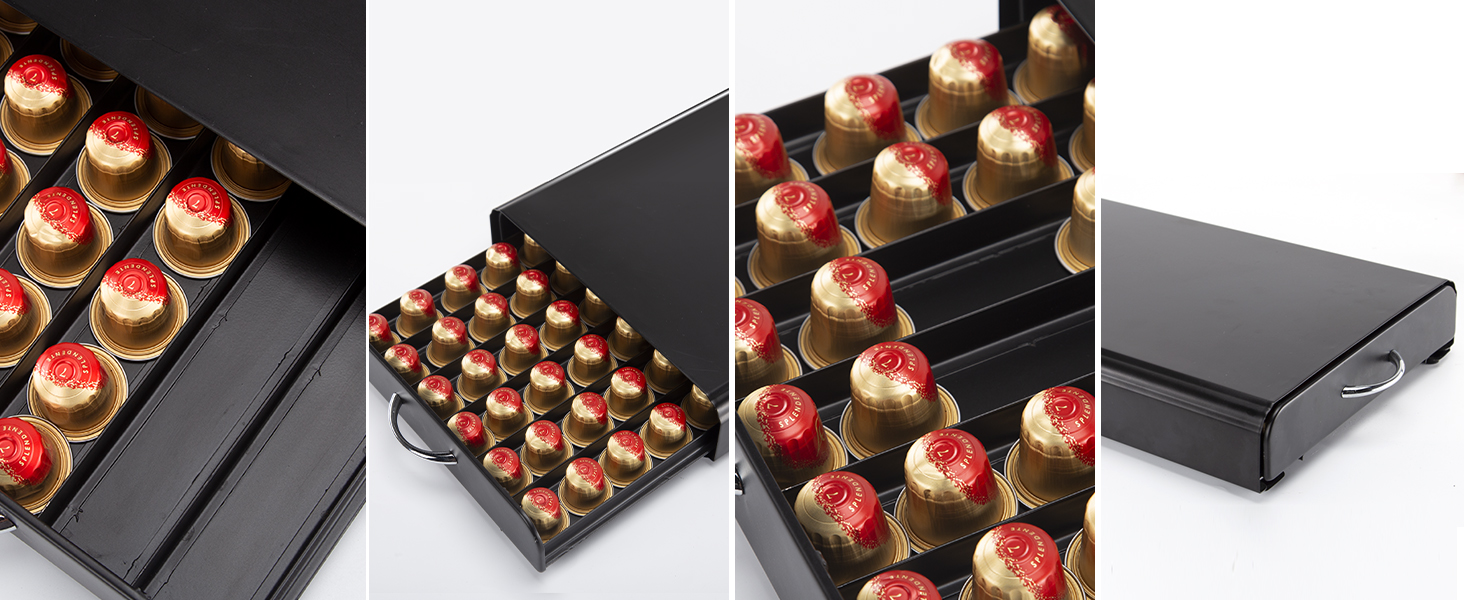 Організатор для капсул Nespresso, металевий, чорний, на 60 штук