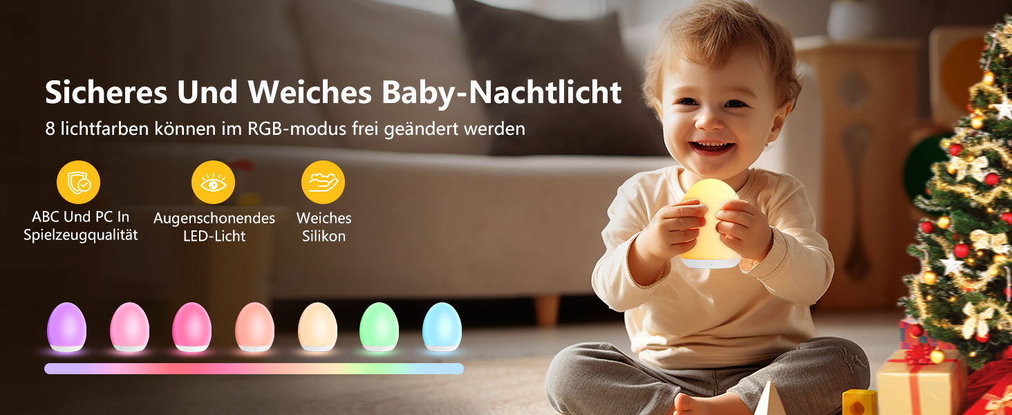 Нічник LED MediAcous з таймером, 8 кольорів, дитячий, з сенсорним керуванням, для дитячої кімнати