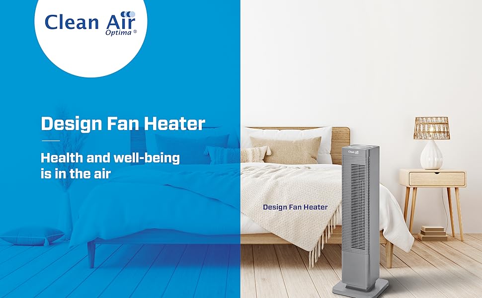 Обігрівач та вентилятор 2-в-1 Clean Air Optima CA-904G Smart: Цифровий термостат, осциляція 80°, для приміщень до 40 м², сірий