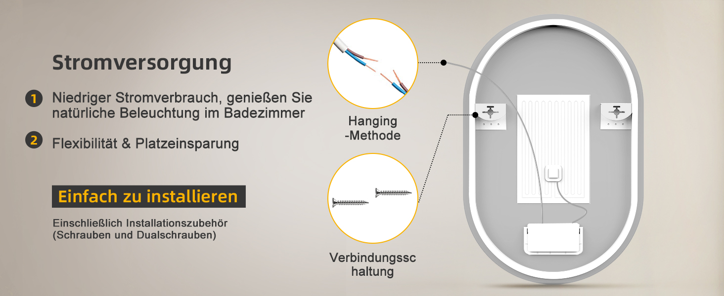 Дзеркало для ванної кімнати 600 мм з підсвічуванням, регулюванням яскравості, антизапарюванням, таймером | IP44, вологостійке, з сенсорним вимикачем | для ванної, готелю, кругле, овальне, 500 мм, 750 мм