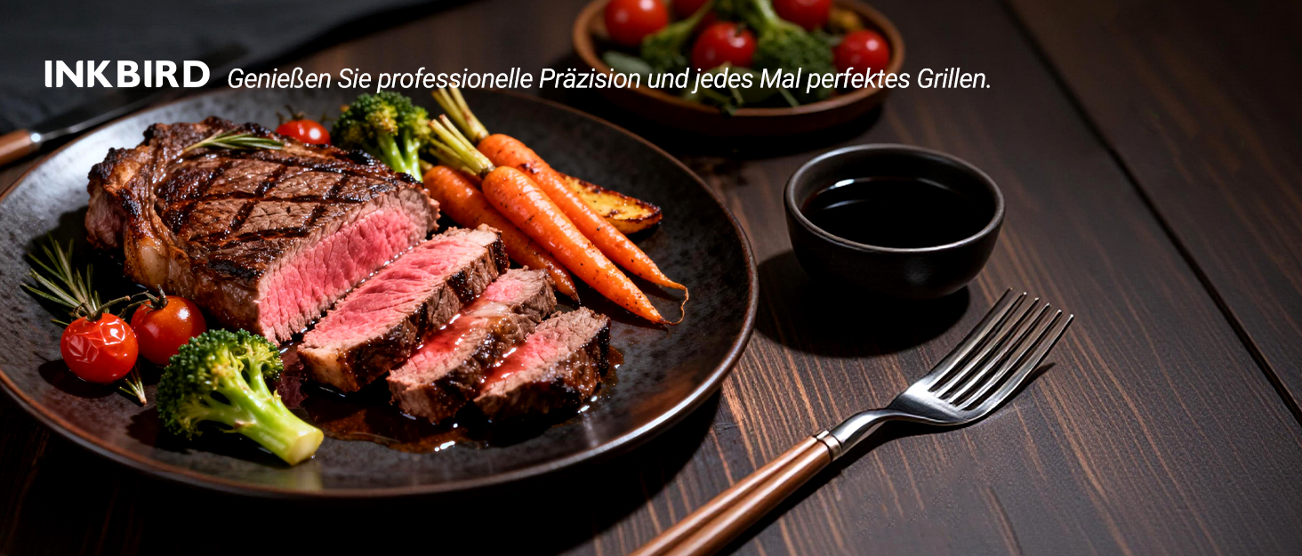 Термометр для м'яса Inkbird INT-11I-B: бездротовий, Bluetooth 5.4, водонепроникний (IP67), LCD-дисплей, для приготування на грилі, в духовці, мангалі, Airfryer