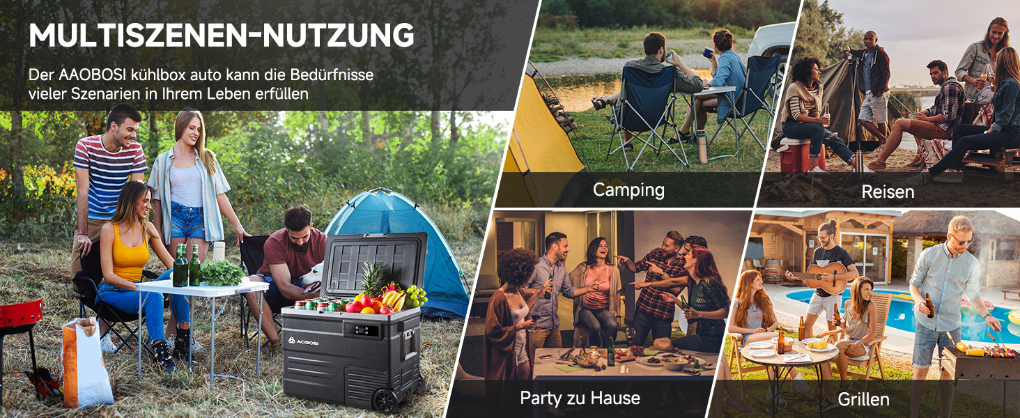 Автомобільний компресорний холодильник AAOBOSI 65л з Wi-Fi, LED, -20°C/+20°C, 12/24V/220V, на колесах для авто, кемпінгу, подорожей