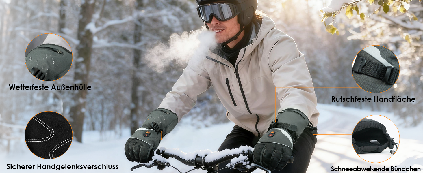 Обогріваючі рукавички Minthouz W11 для чоловіків та жінок, 7.4V, 3 режими нагріву, водонепроникні, з підтримкою сенсорного екрану, для роботи на відкритому повітрі, катання на велосипеді, лижах (XL)