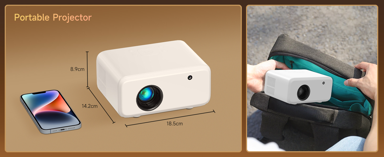 Міні проєктор VISULAPEX V3PRO: 12000LM, 1080P, WiFi, 5G, Zoom, для телефону, TV Stick, X-Box, ноутбука, білий