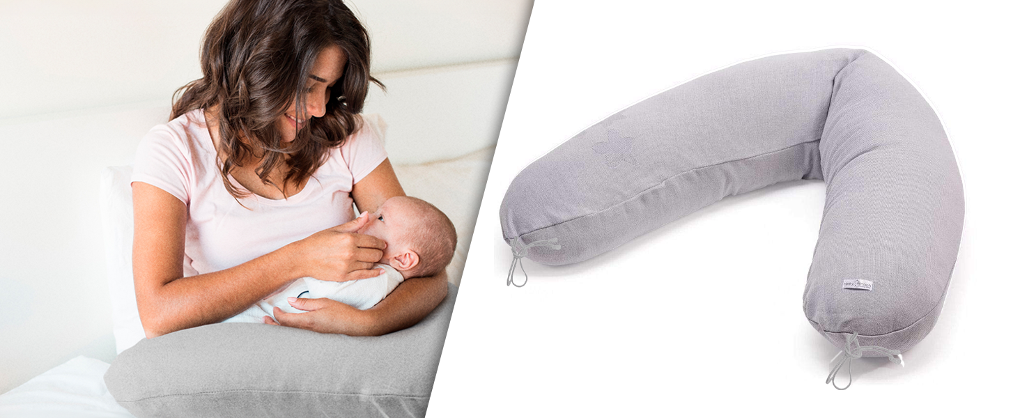 Подушка для годування Stillkissen XXL з органічної бавовни та наповнювачем з капоку | велика подушка для годування та пляшечки | вагітна подушка для сну на боці | антиалергенна та тиха | 190x30 см, кремовий колір, перкал