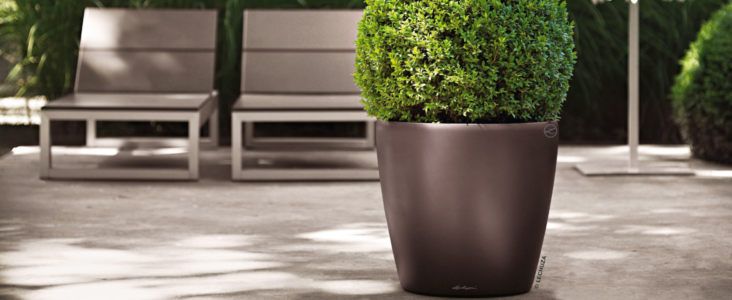 Горщик Lechuza Classico Premium 21 LS Комплект, Білий (70x70x64.5 см, Тауп Глянцевий, Однотонний)