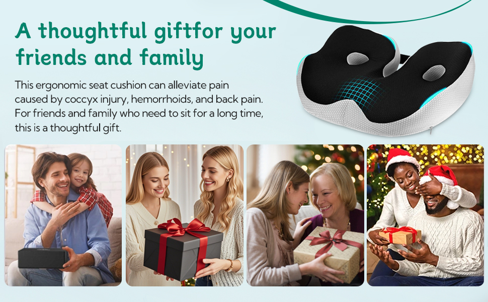 Ортопедична подушка для сидіння, піна пам'яті, для кукси, офісу, дому, авто (чорна). Зменшує біль у кукси та стегна.