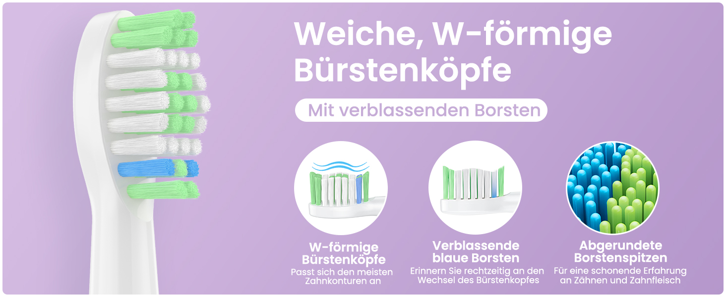 Електрична зубна щітка YUNCHI - звукова, для дорослих та дітей, 40000 VPM, USB-C, 5 режимів, 8 насадок + чохол, блакитна (C2 фіолетовий та білий)