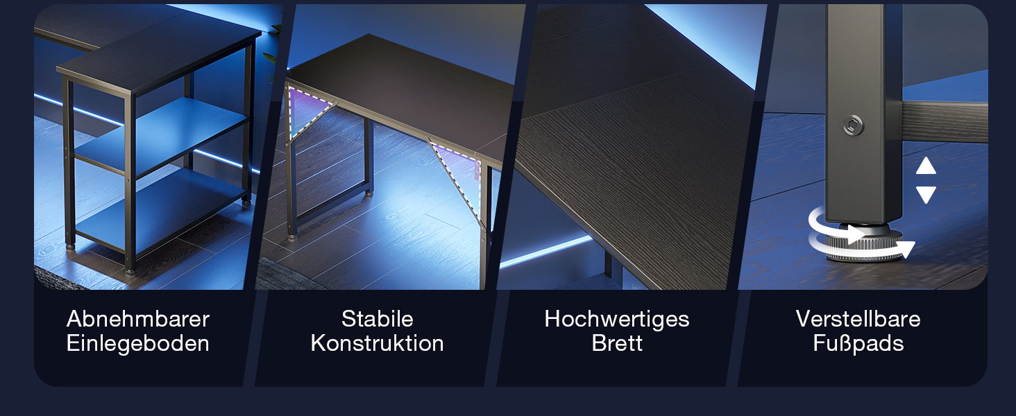 Ігровий стіл Coleshome 100x70 см, кутовий, з обертовим відсіком для зберігання, чорний