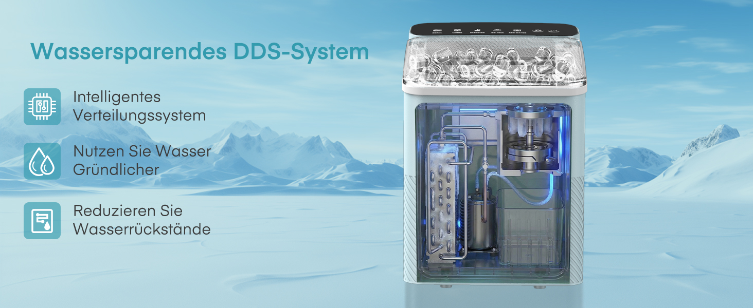 Льодогенератор Fohere портативний самоочисний 14 кг/24год, 2 розміри льоду, блакитний для дому, бару, офісу, кемпінгу зі шкребком та кошиком