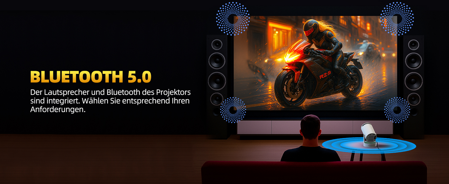 Портативний проєктор PR08A: 4K Smart Beamer з Wi-Fi 6, Bluetooth 5.4, динаміком 5W та Keystone 270° (Android 11, HDMI, TV Stick, Laptop)