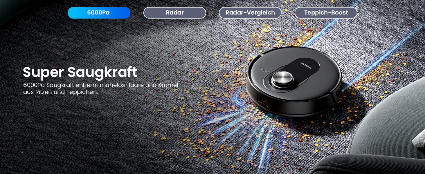 Робот-пилосос Proscenic Q8 з функцією миття, 6000Pa, 200 хв, потужний, з лазерною навігацією, 5 карт, керування через додаток, Alexa, Siri, IFTTT, Google, для підлоги та килимів, видаляє шерсть тварин