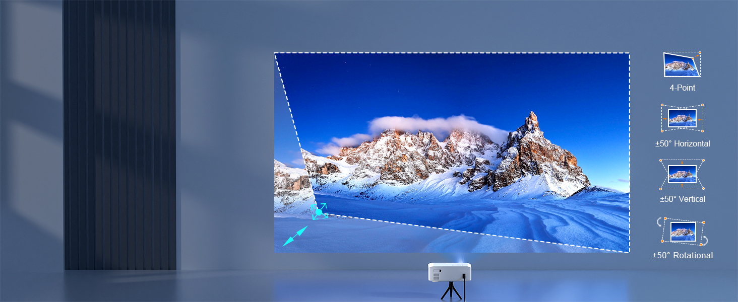 Смарт-проектор XuanPad White 4K підтримка, 1080P Native, 20000 Люмен, WiFi, Bluetooth, портативний міні-бемер з 360° підставкою (Ivory)